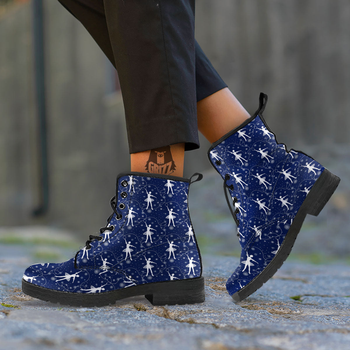 Ballet Snowflake Print Pattern Leather Boots-grizzshop