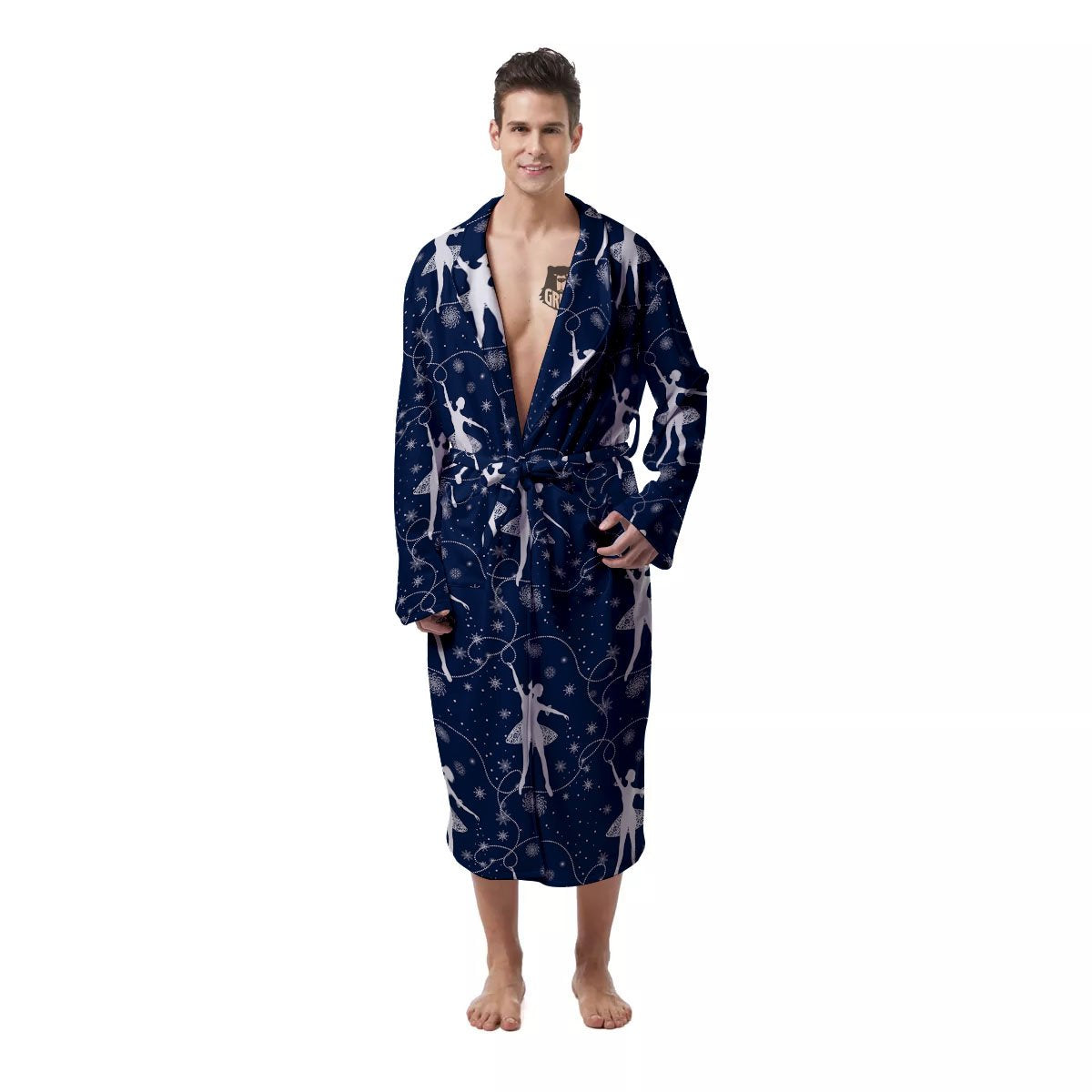 Ballet Snowflake Print Pattern Men's Robe-grizzshop