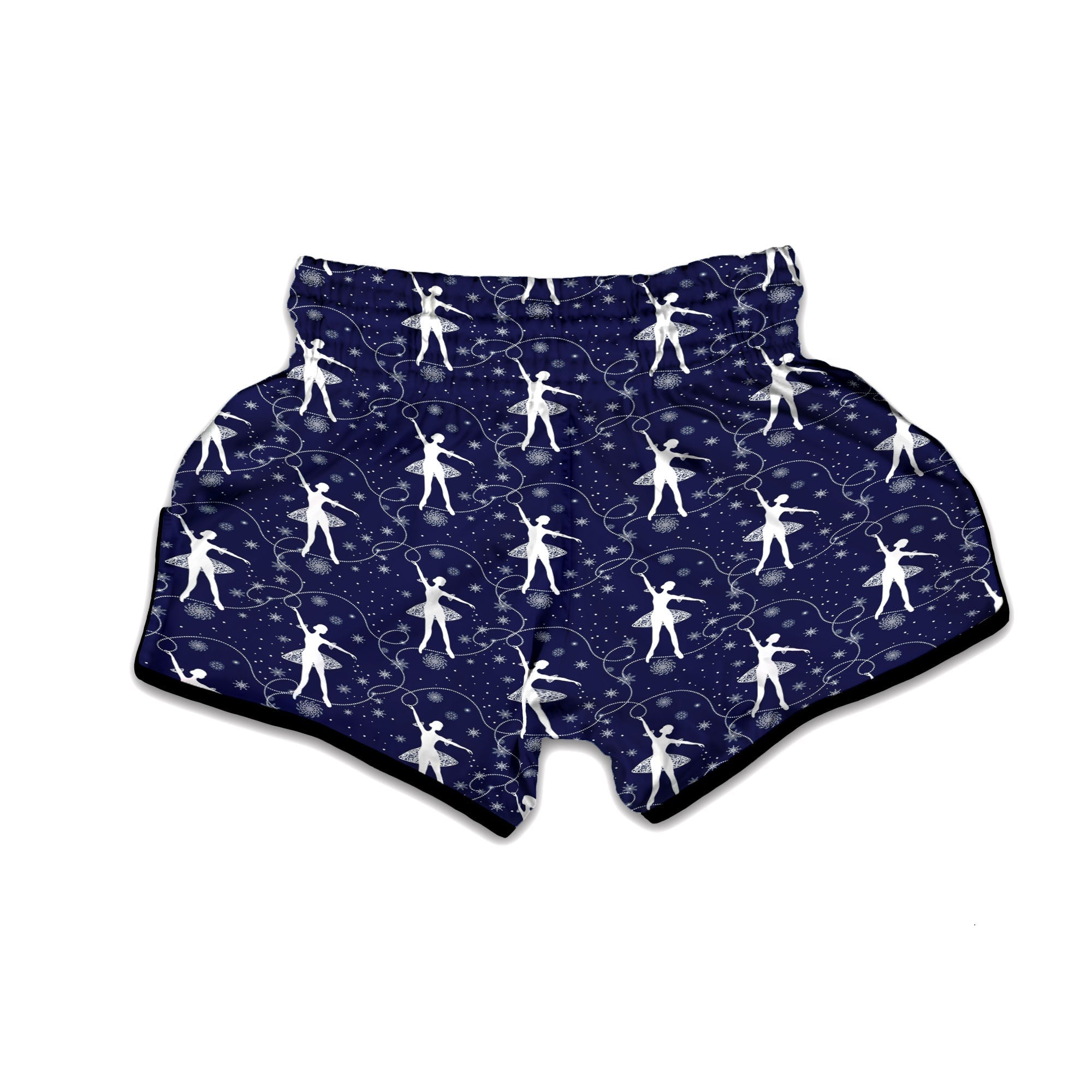 Ballet Snowflake Print Pattern Muay Thai Boxing Shorts-grizzshop