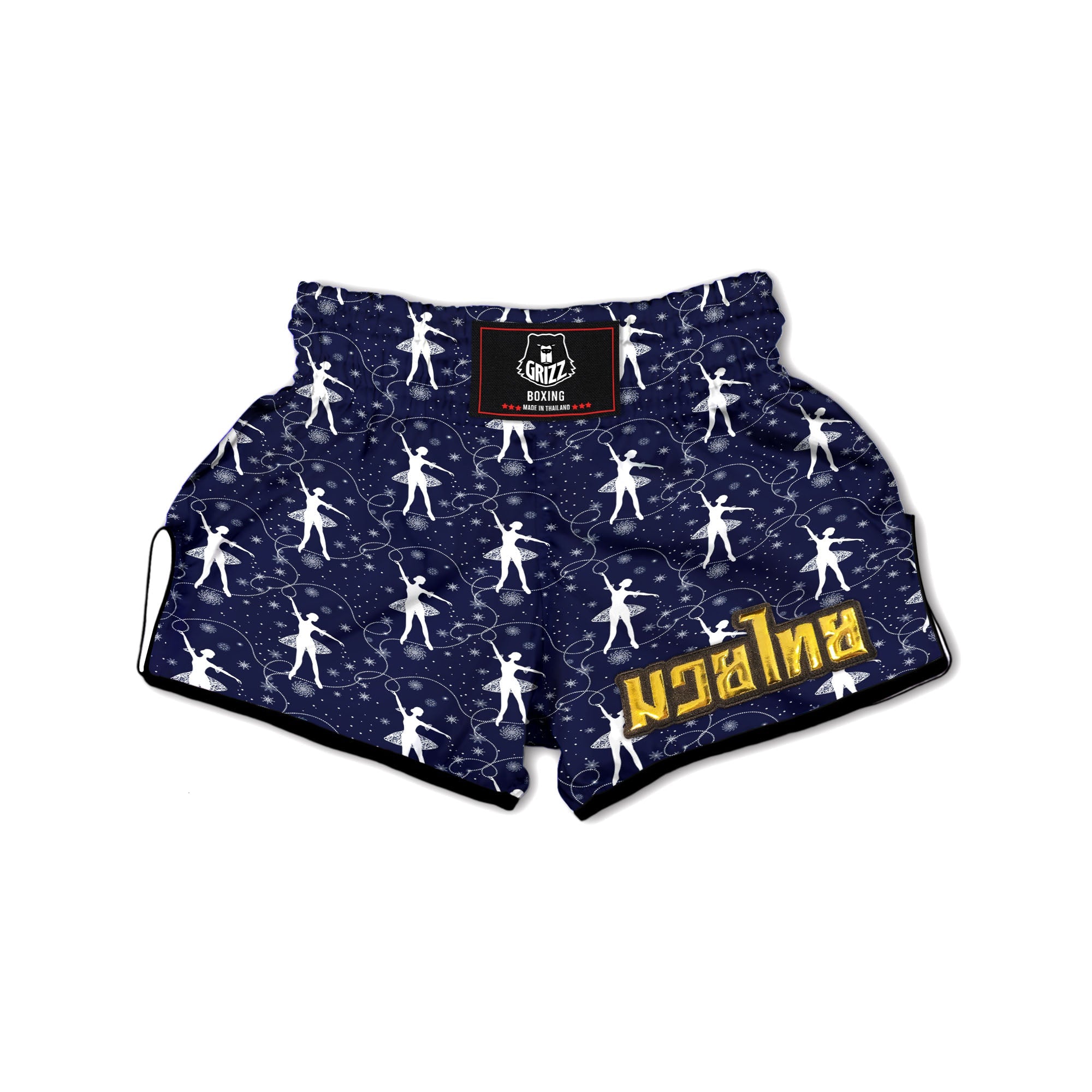 Ballet Snowflake Print Pattern Muay Thai Boxing Shorts-grizzshop