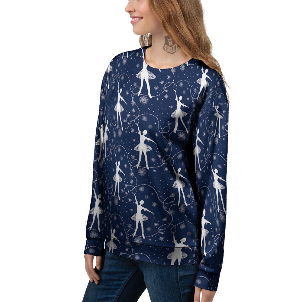 Ballet Snowflake Print Pattern Women's Sweatshirt-grizzshop