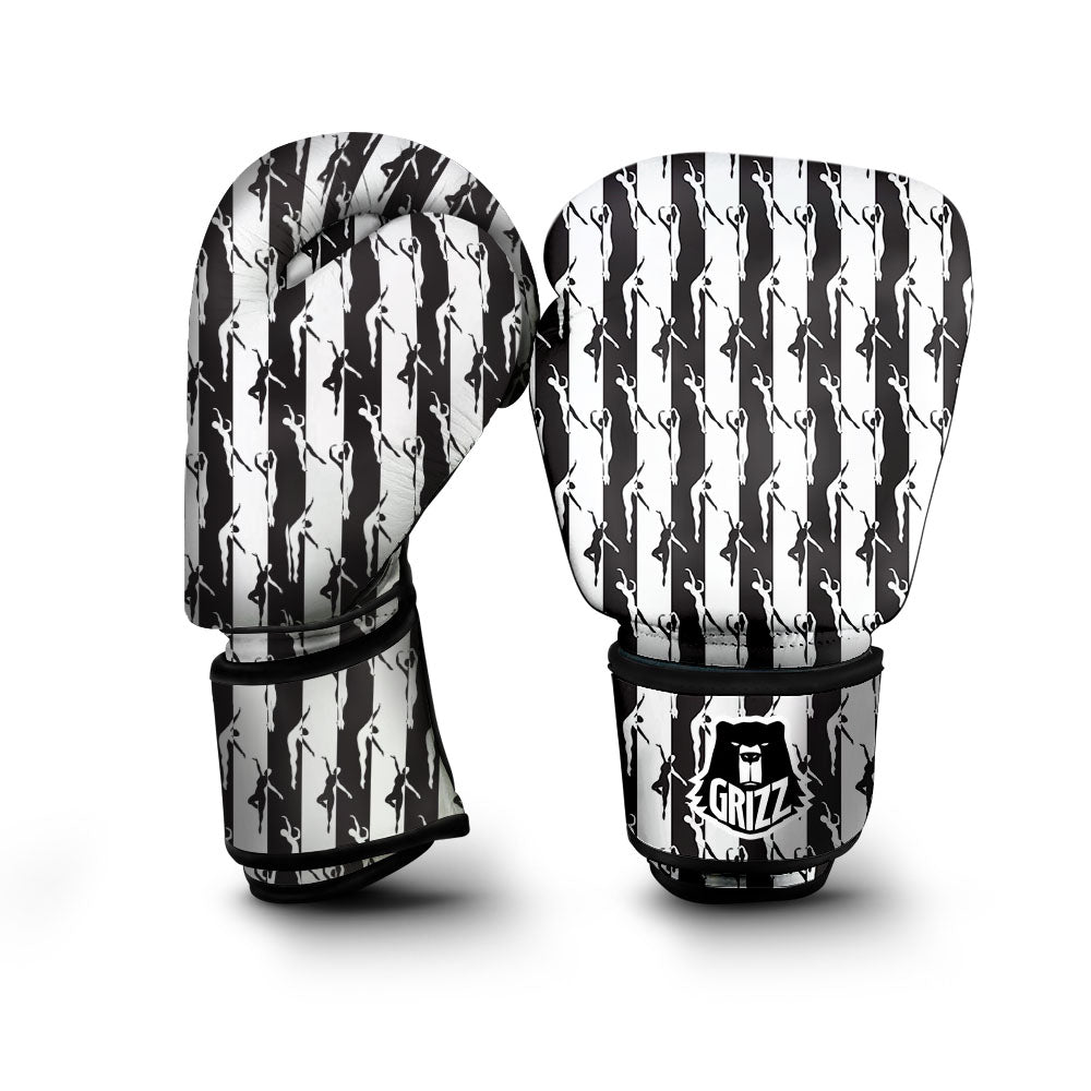 Ballet White And Black Print Pattern Boxing Gloves-grizzshop