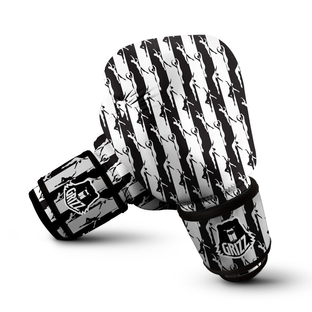 Ballet White And Black Print Pattern Boxing Gloves-grizzshop