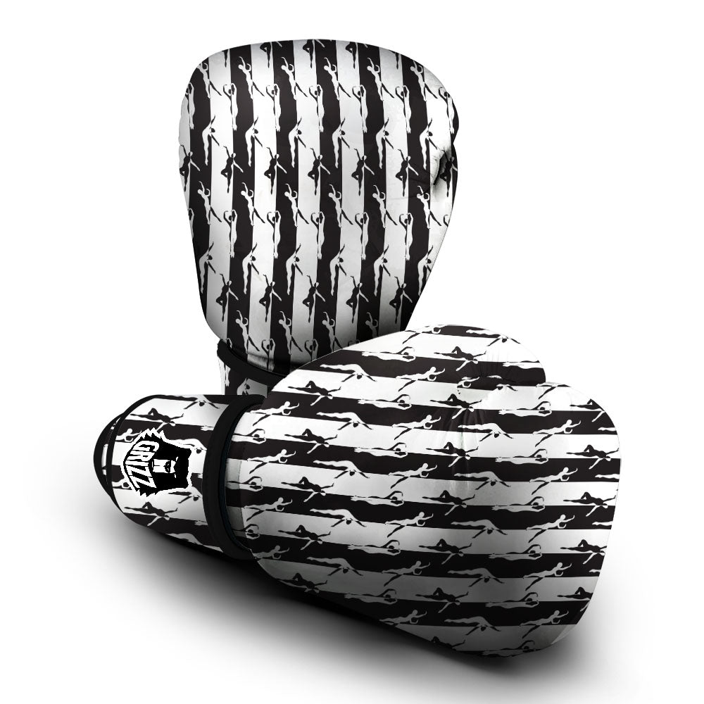 Ballet White And Black Print Pattern Boxing Gloves-grizzshop