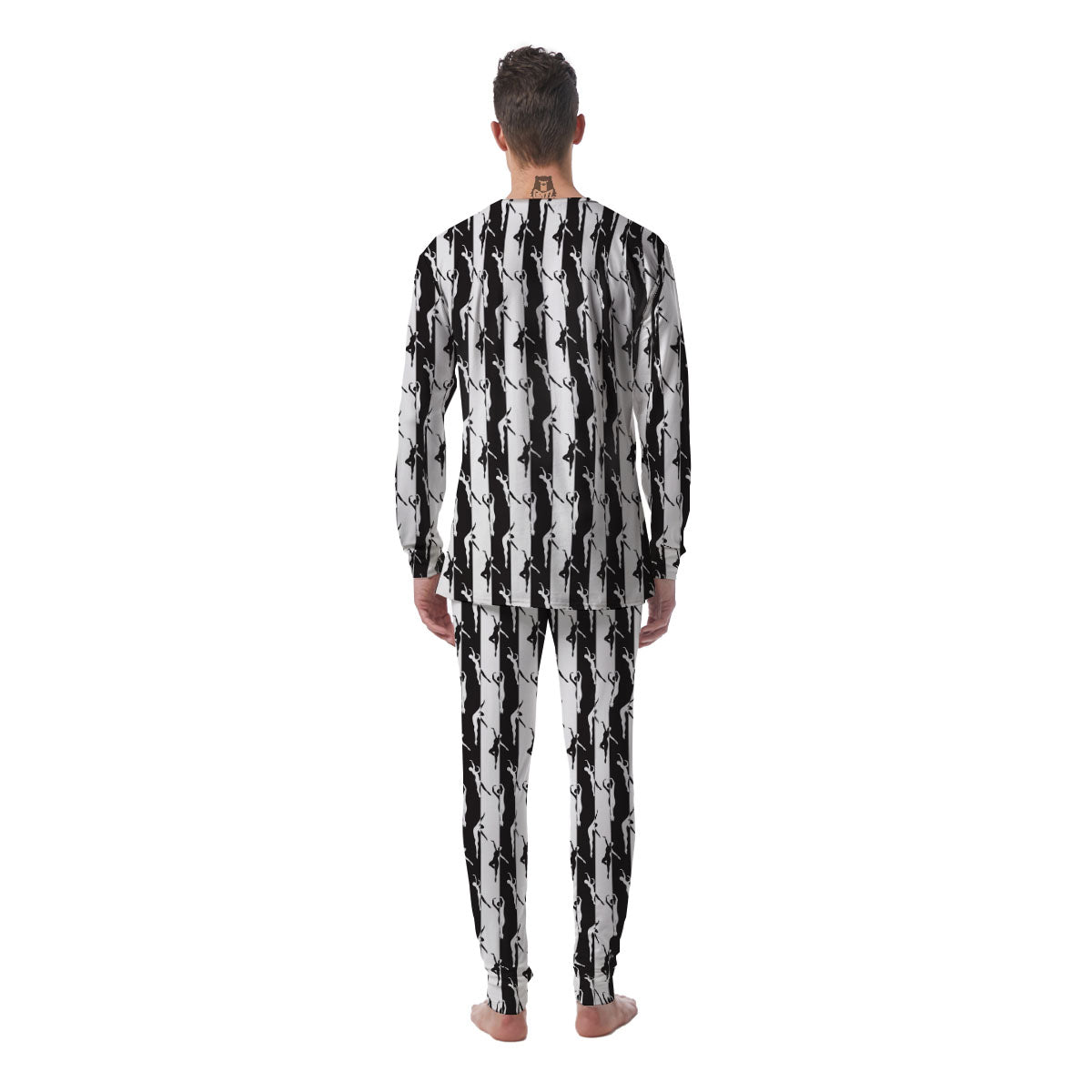 Ballet White And Black Print Pattern Men's Pajamas-grizzshop