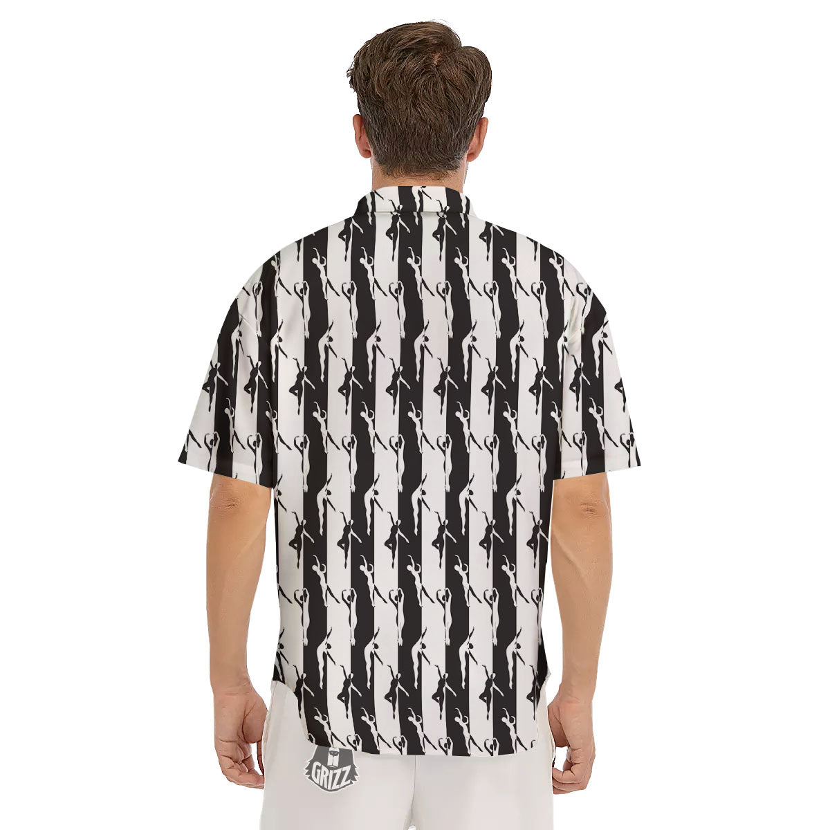 Ballet White And Black Print Pattern Men's Short Sleeve Shirts-grizzshop