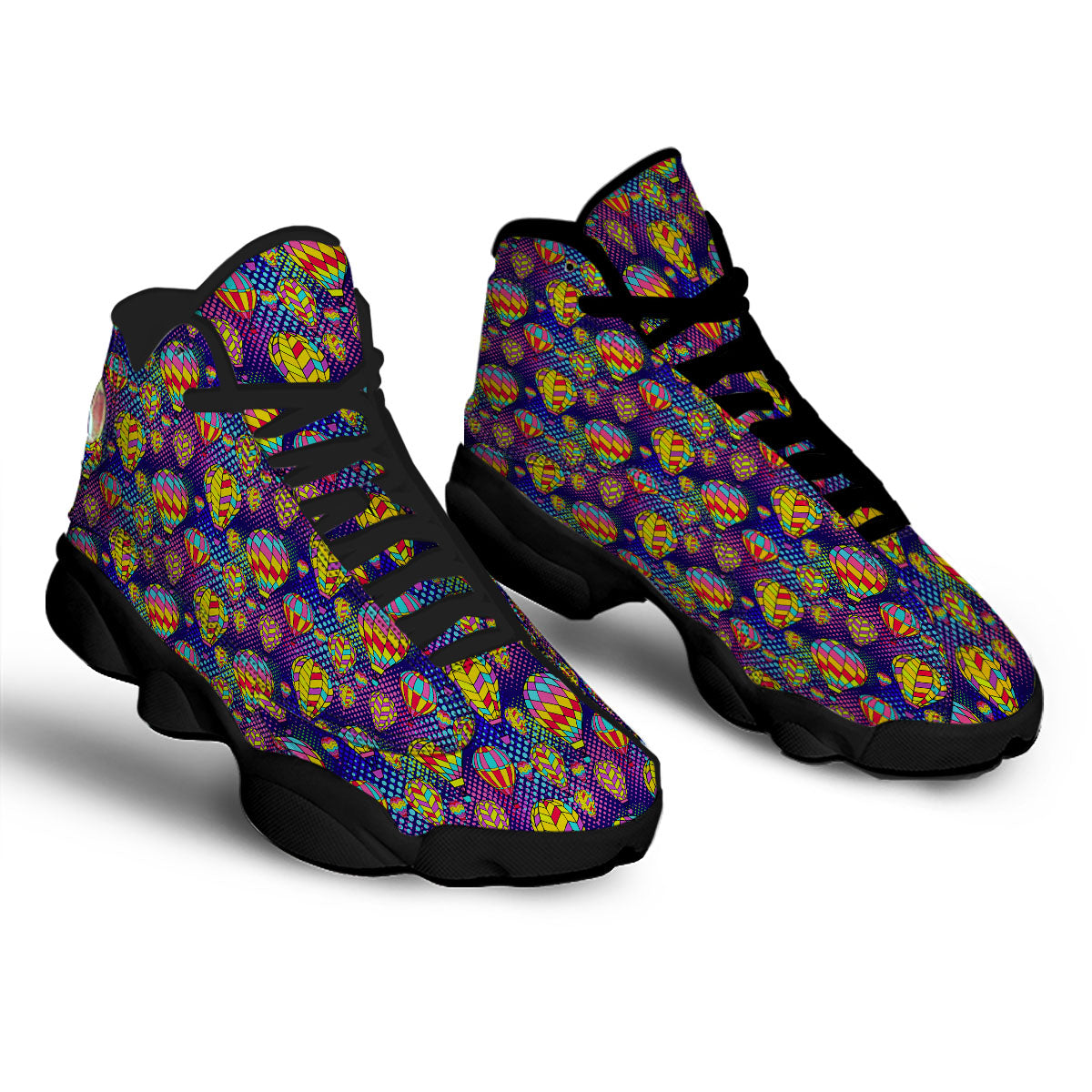 Balloon Air Retro Print Pattern Black Basketball Shoes-grizzshop