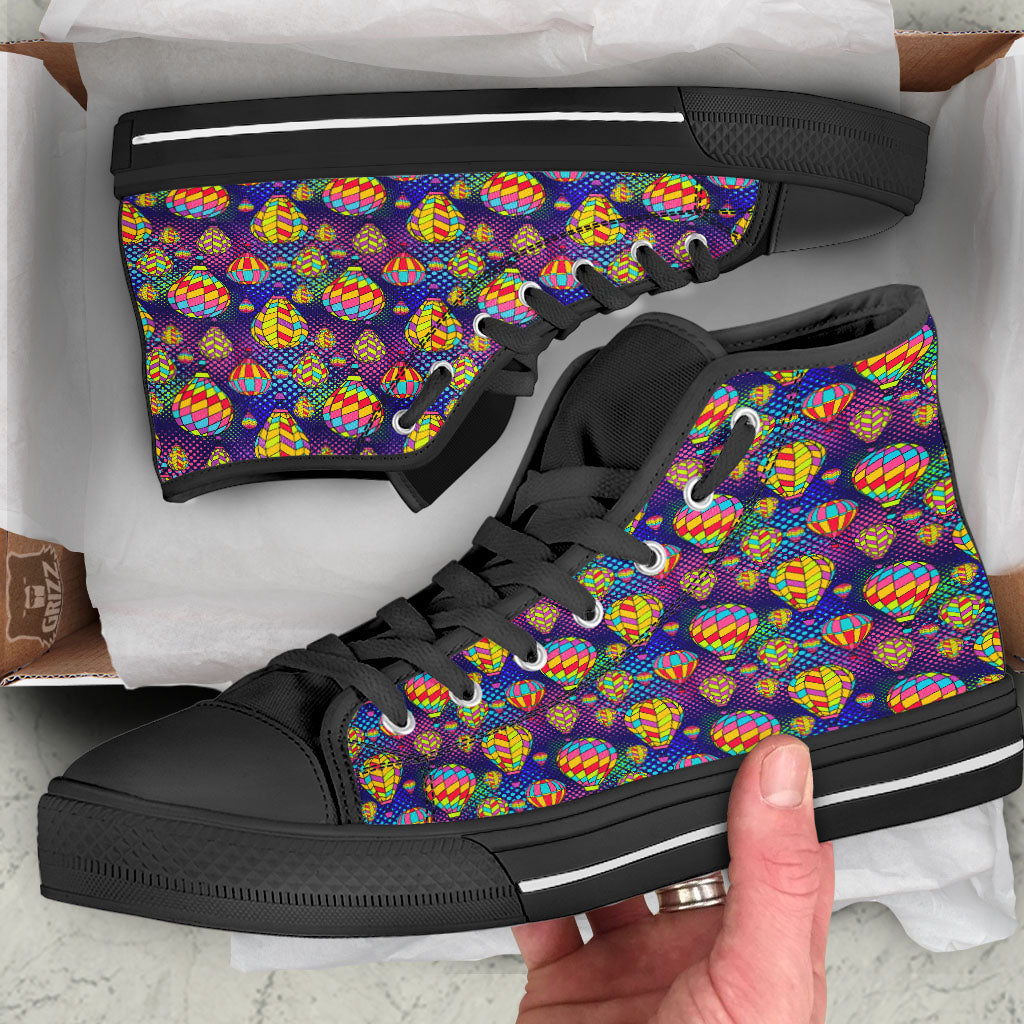 Balloon Air Retro Print Pattern Black High Top Shoes-grizzshop