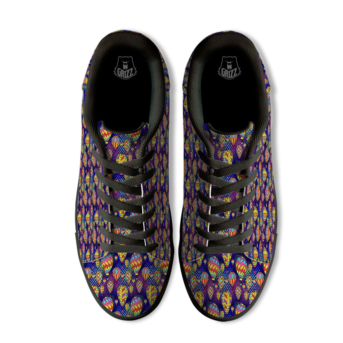 Balloon Air Retro Print Pattern Black Low Top Sneakers-grizzshop