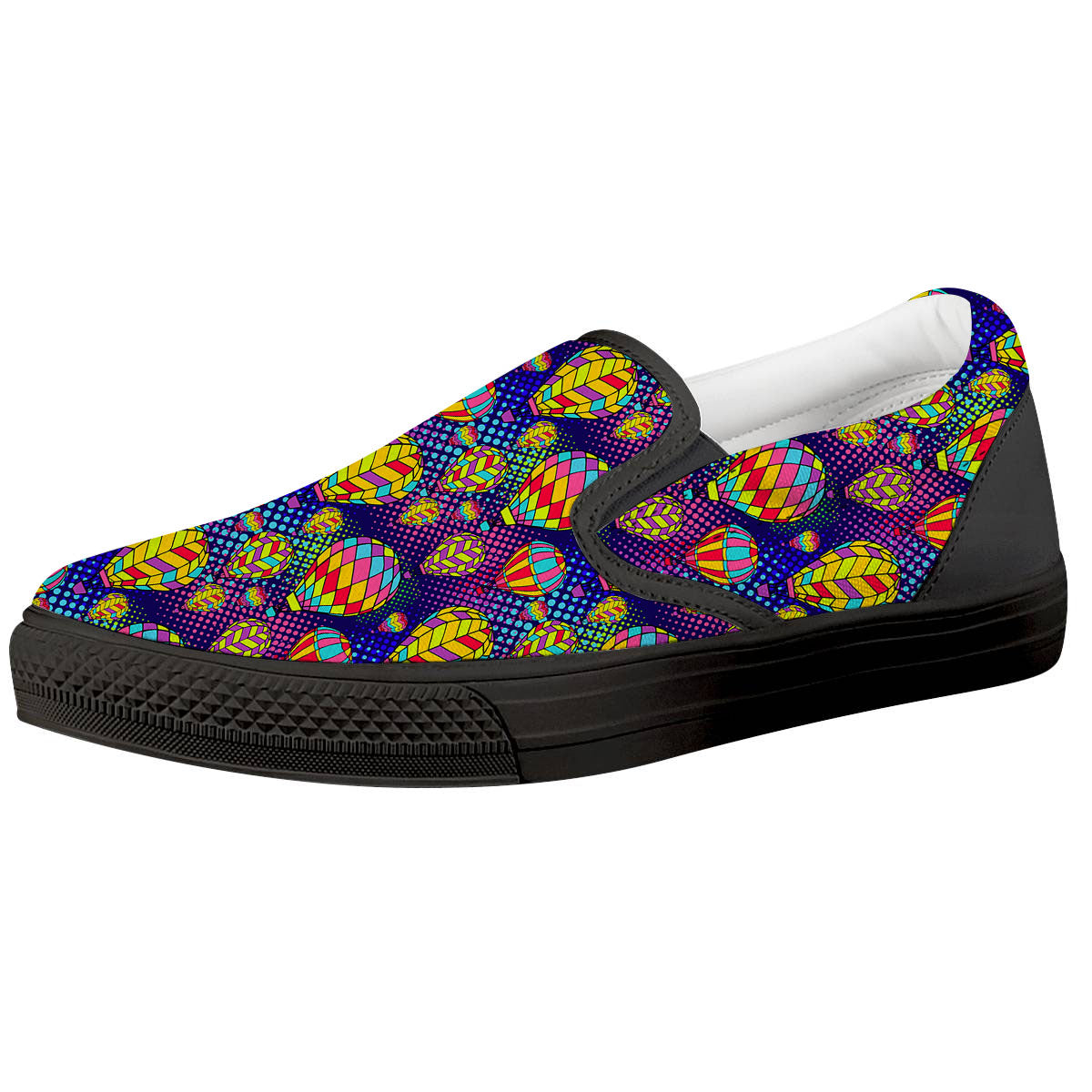 Balloon Air Retro Print Pattern Black Slip On Shoes-grizzshop