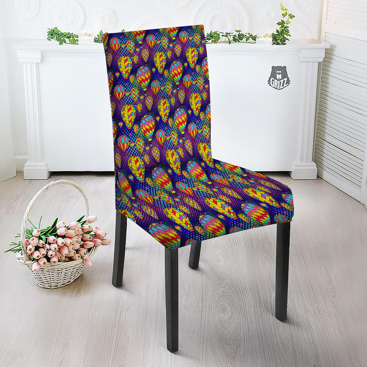 Balloon Air Retro Print Pattern Dining Chair Slipcover-grizzshop