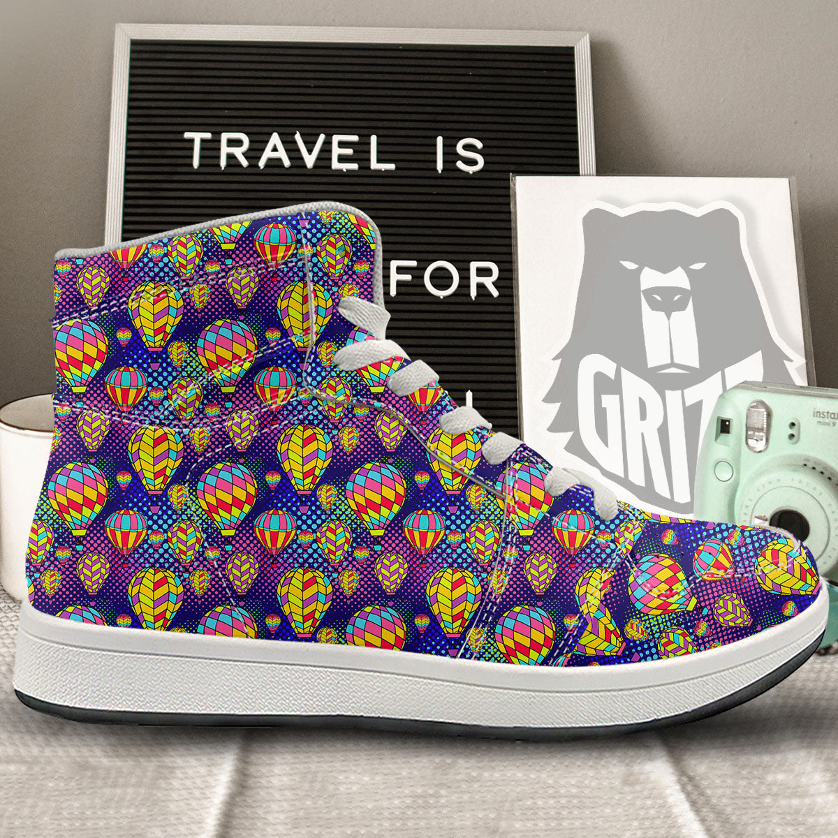 Balloon Air Retro Print Pattern High Top Sneakers-grizzshop