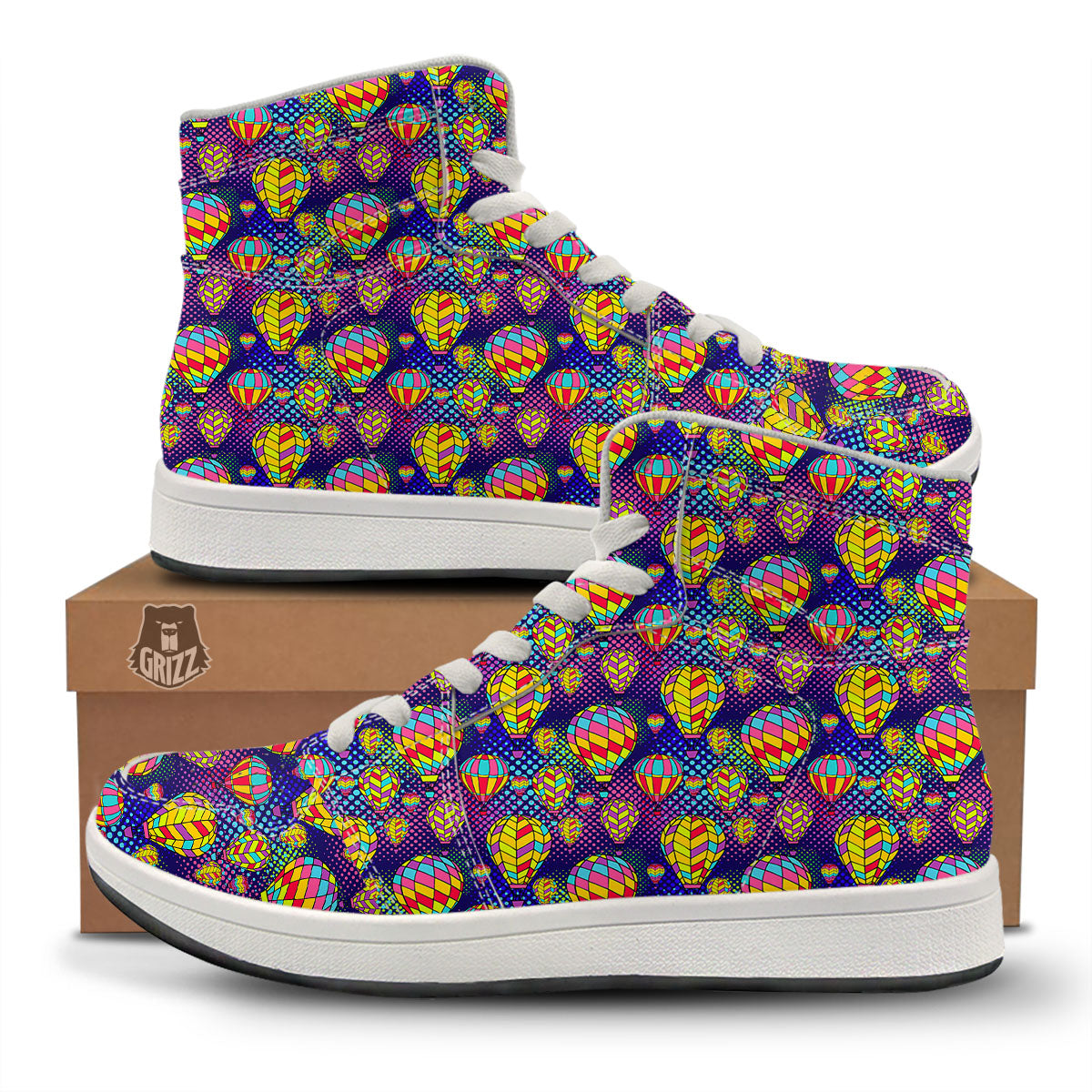 Balloon Air Retro Print Pattern High Top Sneakers-grizzshop