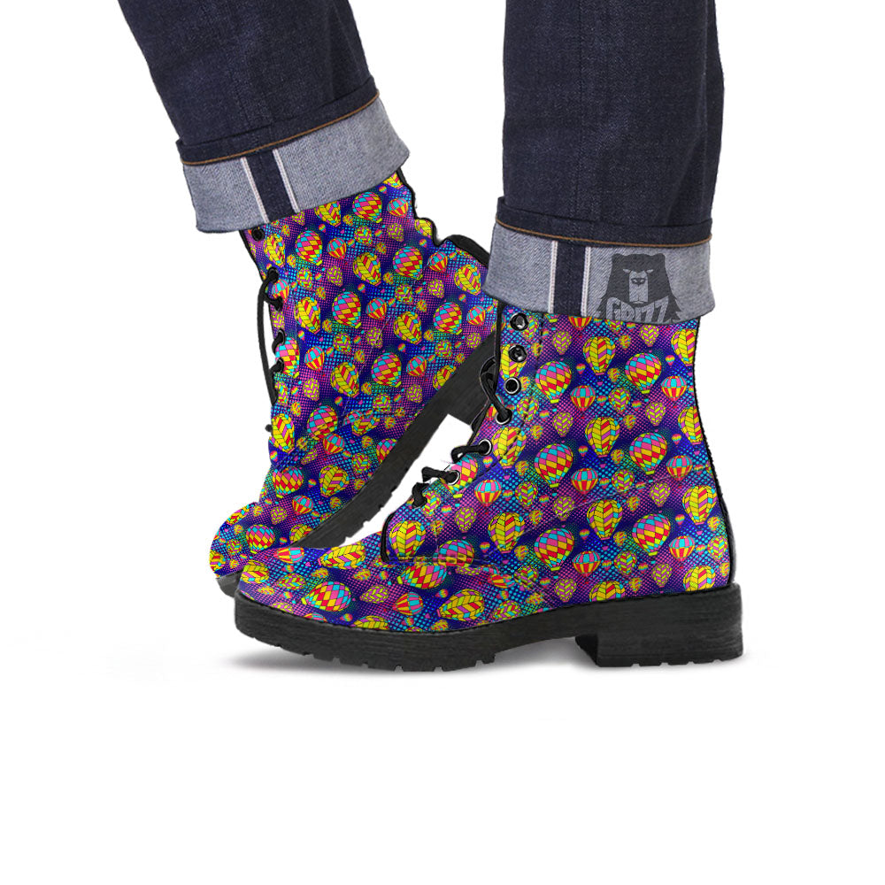 Balloon Air Retro Print Pattern Leather Boots-grizzshop