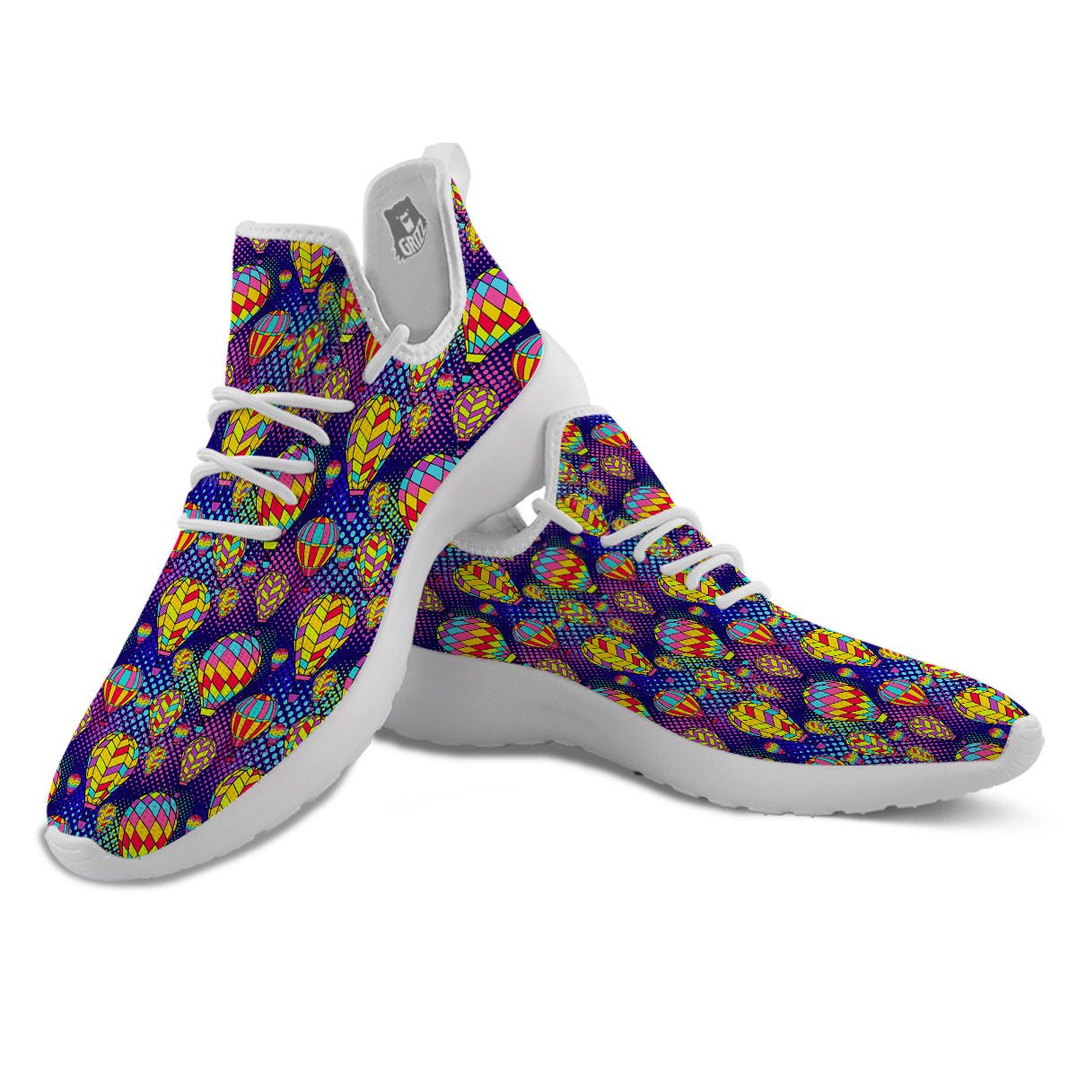 Balloon Air Retro Print Pattern White Athletic Shoes-grizzshop