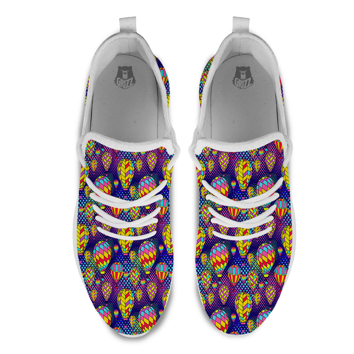 Balloon Air Retro Print Pattern White Athletic Shoes-grizzshop