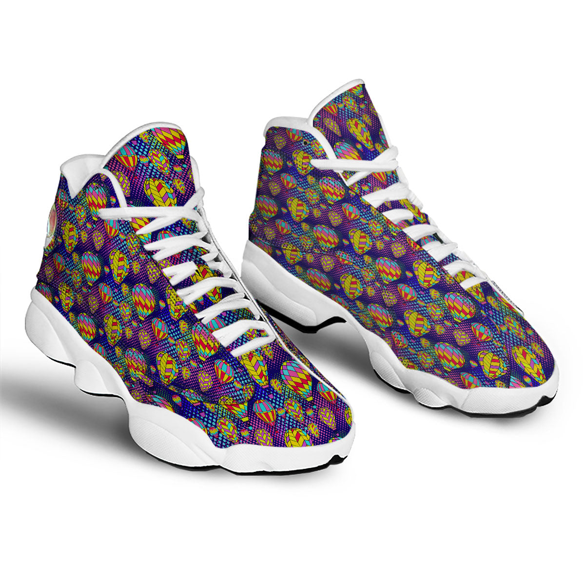 Balloon Air Retro Print Pattern White Basketball Shoes-grizzshop