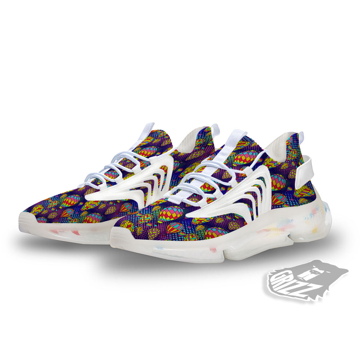 Balloon Air Retro Print Pattern White Gym Shoes-grizzshop