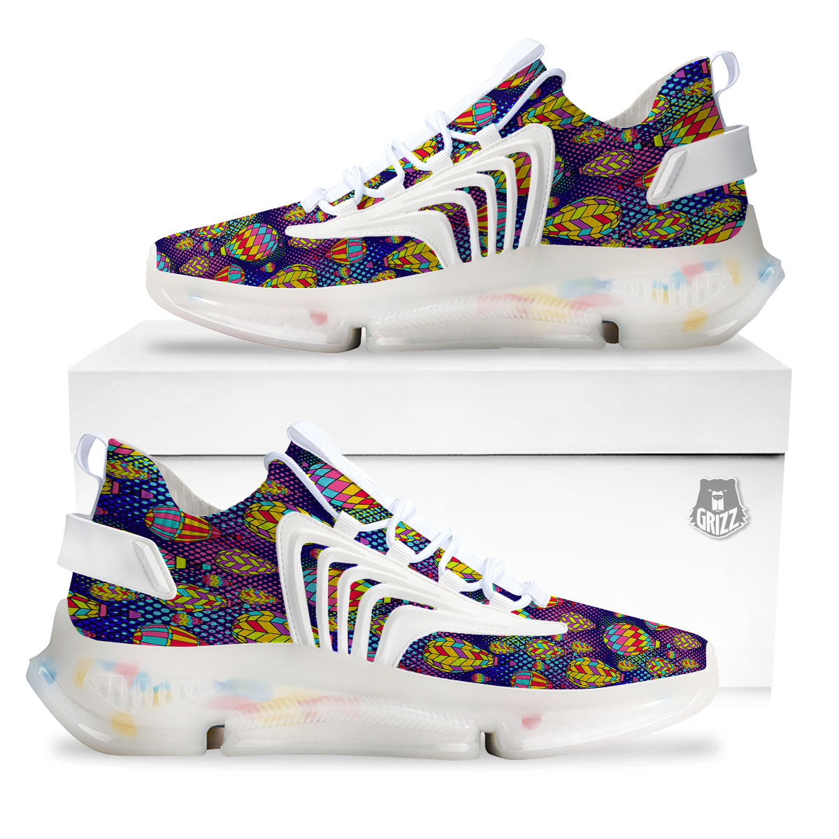 Balloon Air Retro Print Pattern White Gym Shoes-grizzshop