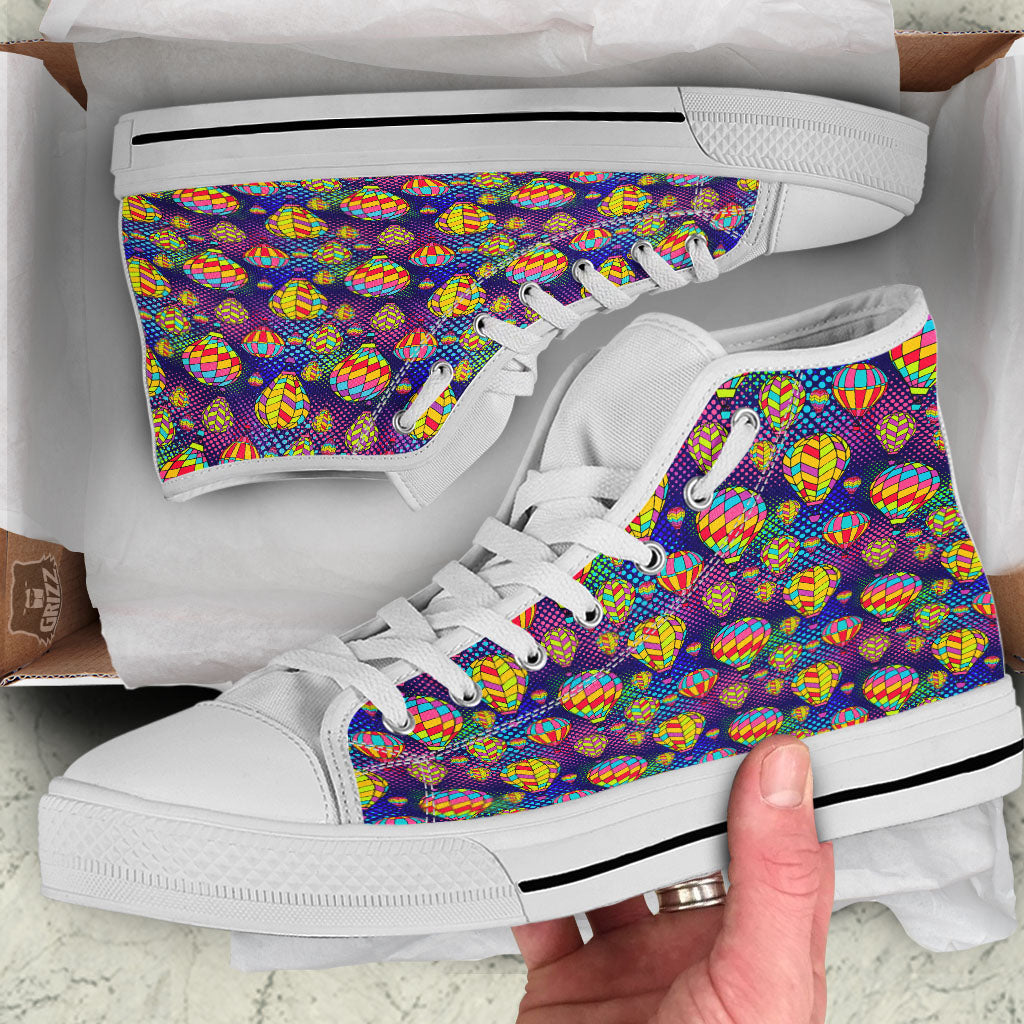 Balloon Air Retro Print Pattern White High Top Shoes-grizzshop