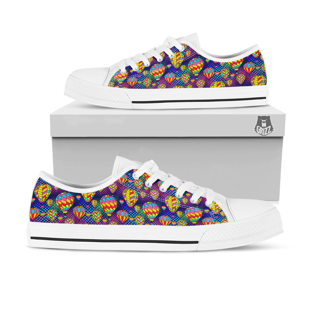 Balloon Air Retro Print Pattern White Low Top Shoes-grizzshop