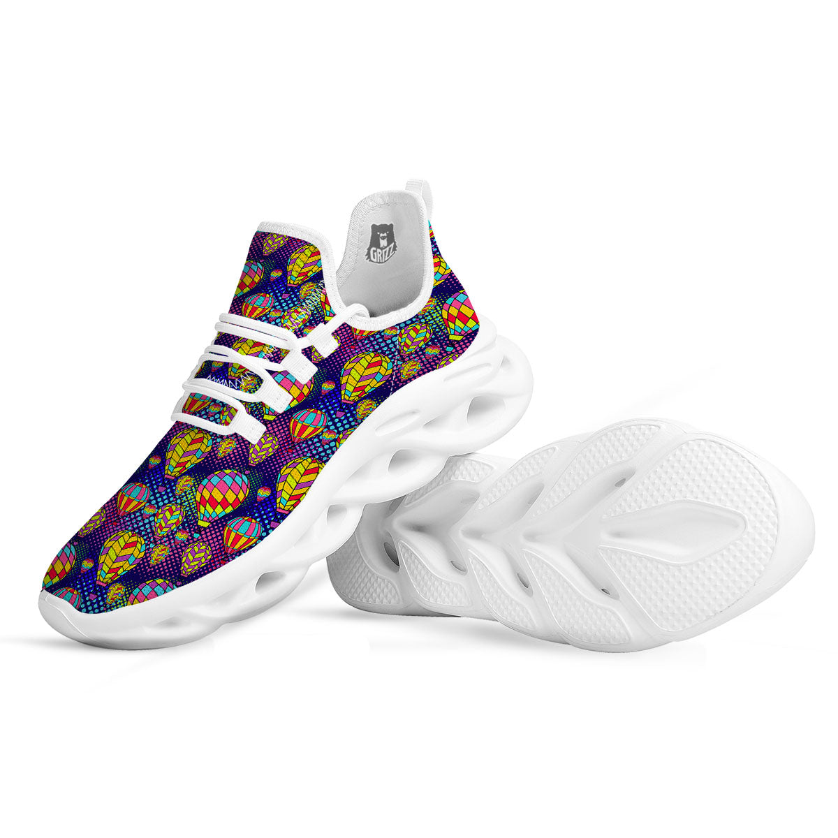 Balloon Air Retro Print Pattern White Running Shoes-grizzshop