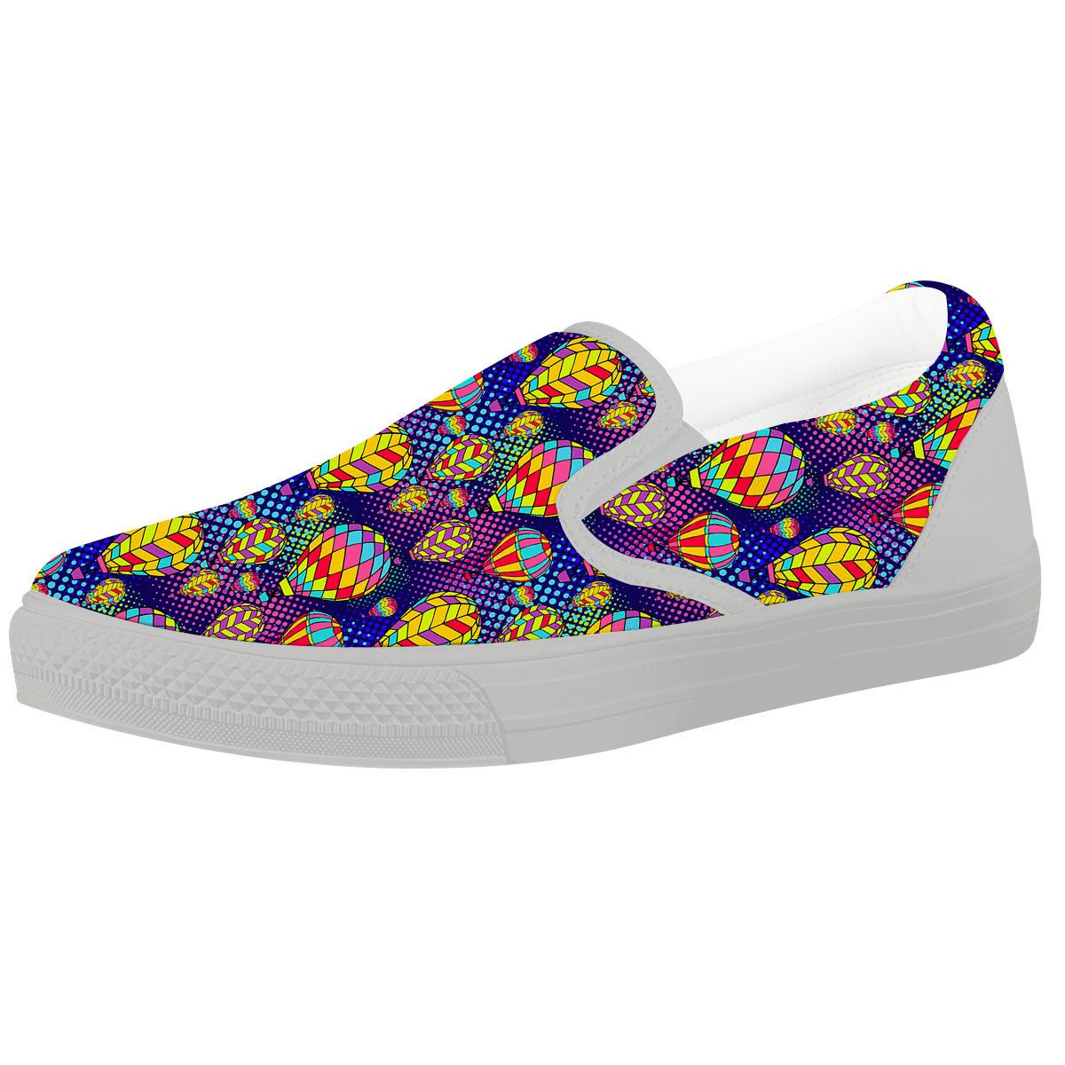 Balloon Air Retro Print Pattern White Slip On Shoes-grizzshop