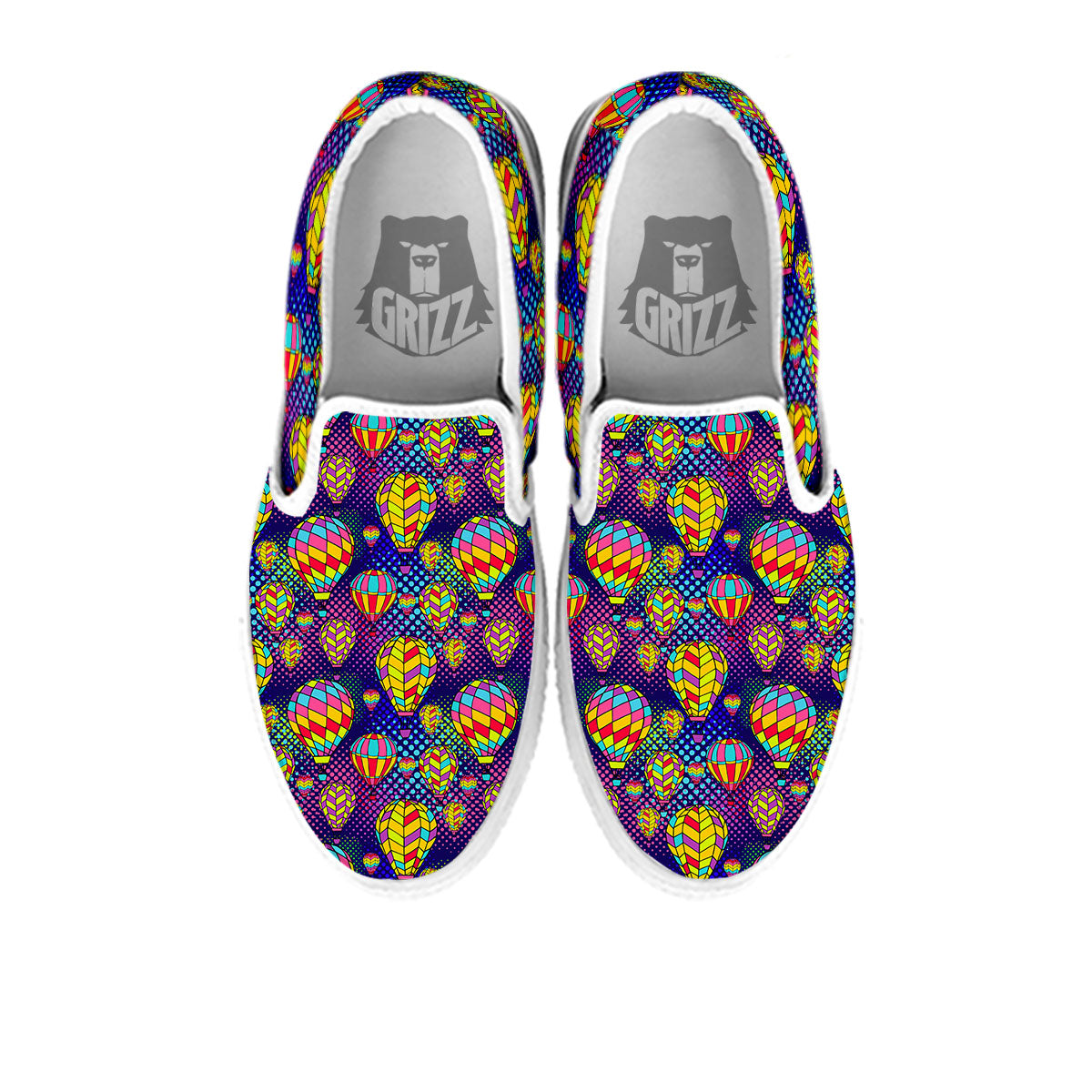 Balloon Air Retro Print Pattern White Slip On Shoes-grizzshop