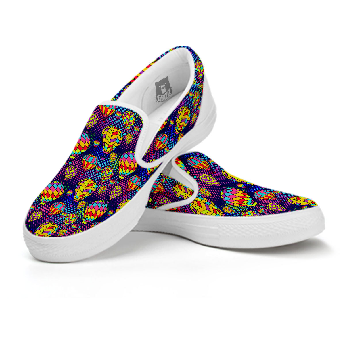 Balloon Air Retro Print Pattern White Slip On Shoes-grizzshop