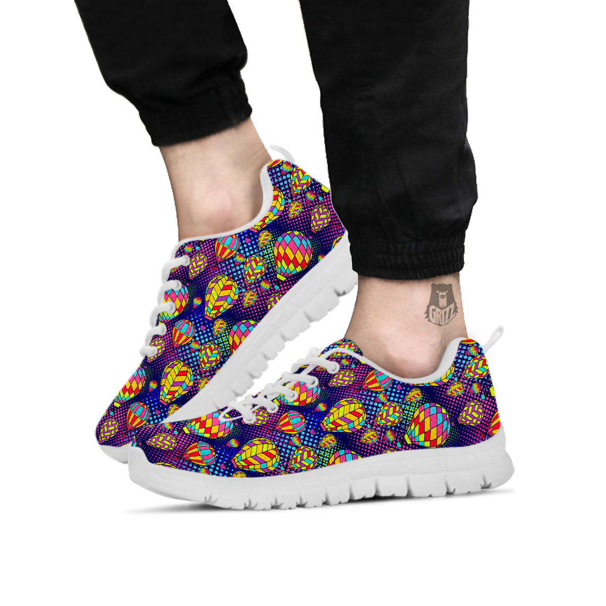 Balloon Air Retro Print Pattern White Sneaker-grizzshop