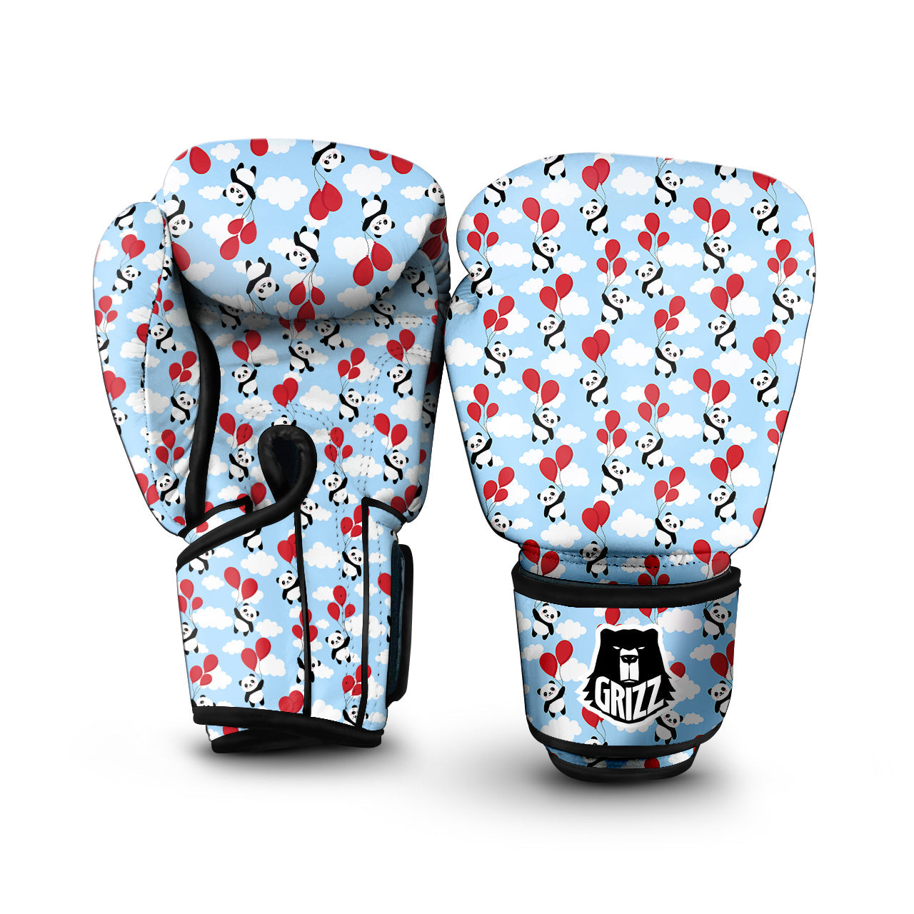 Balloon And Cute Panda Print Pattern Boxing Gloves-grizzshop