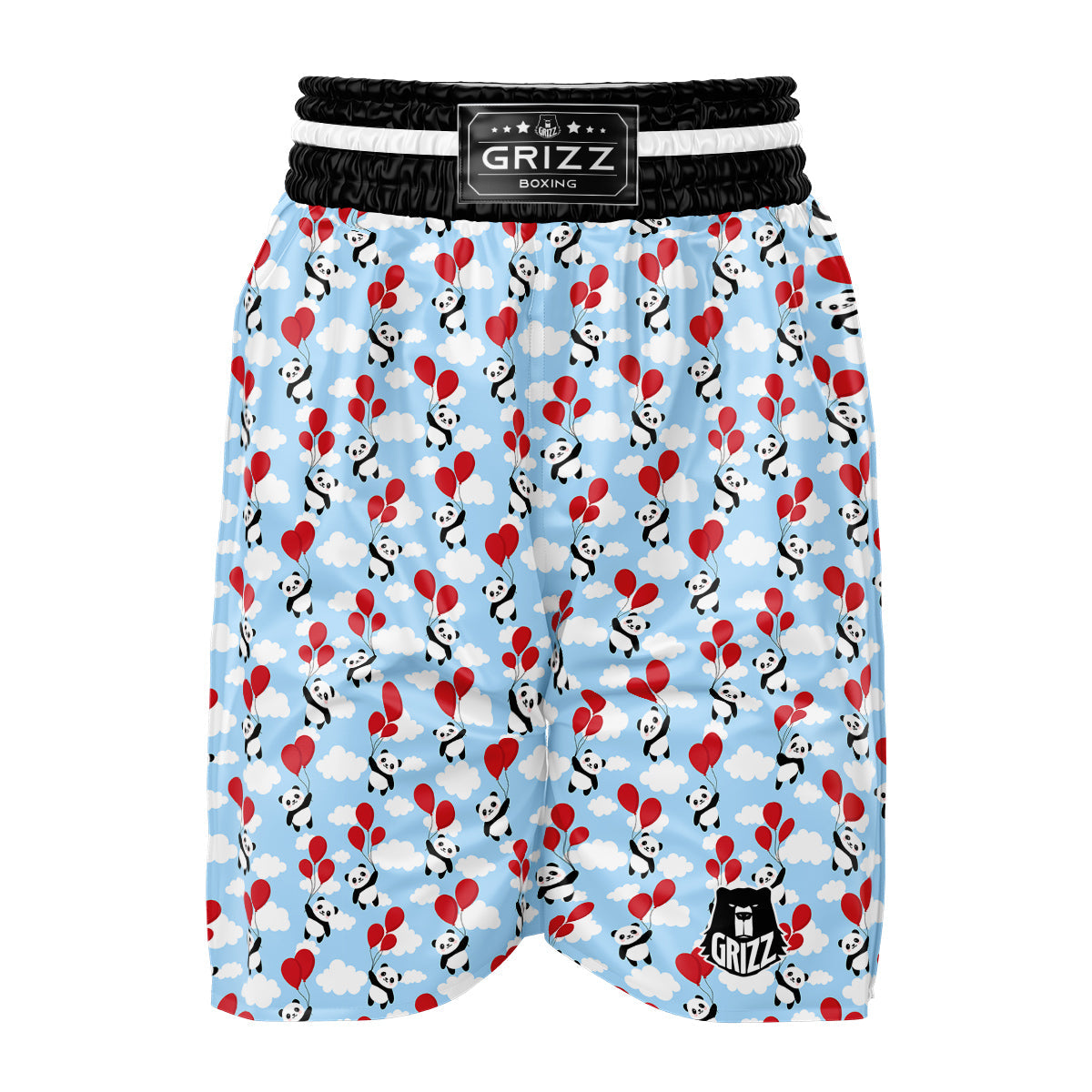 Balloon And Cute Panda Print Pattern Boxing Shorts-grizzshop