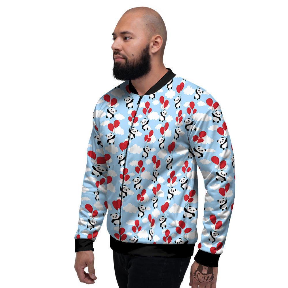 Balloon And Cute Panda Print Pattern Men's Bomber Jacket-grizzshop