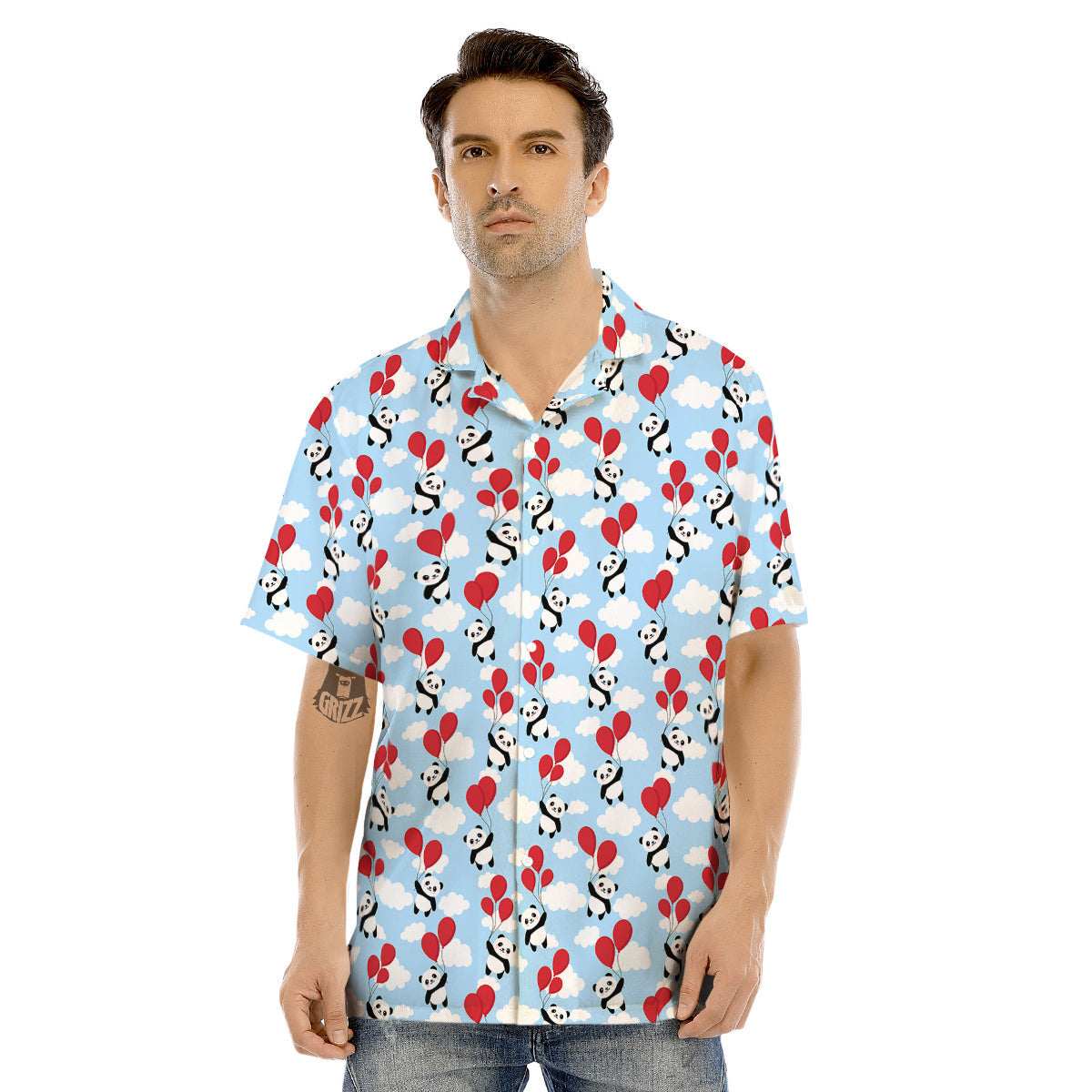 Balloon And Cute Panda Print Pattern Men's Hawaiian Shirt-grizzshop