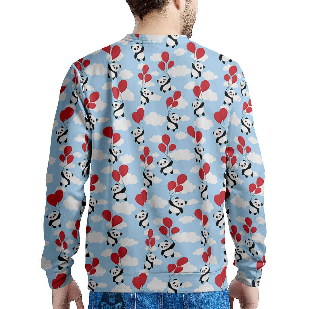 Balloon And Cute Panda Print Pattern Men's Sweatshirt-grizzshop