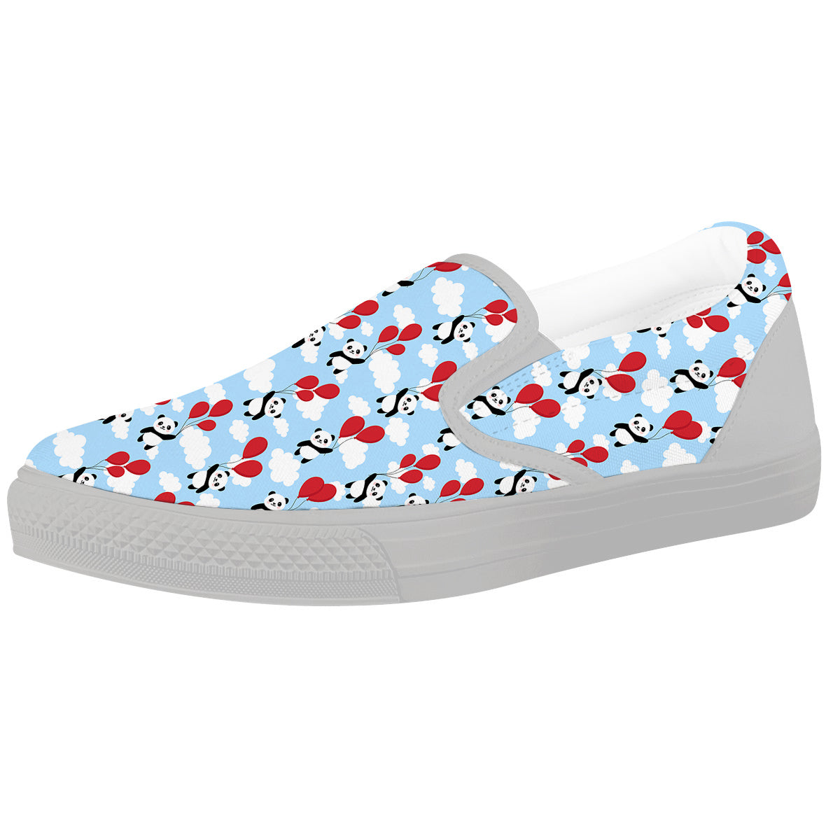 Balloon And Cute Panda Print Pattern White Slip On Shoes-grizzshop