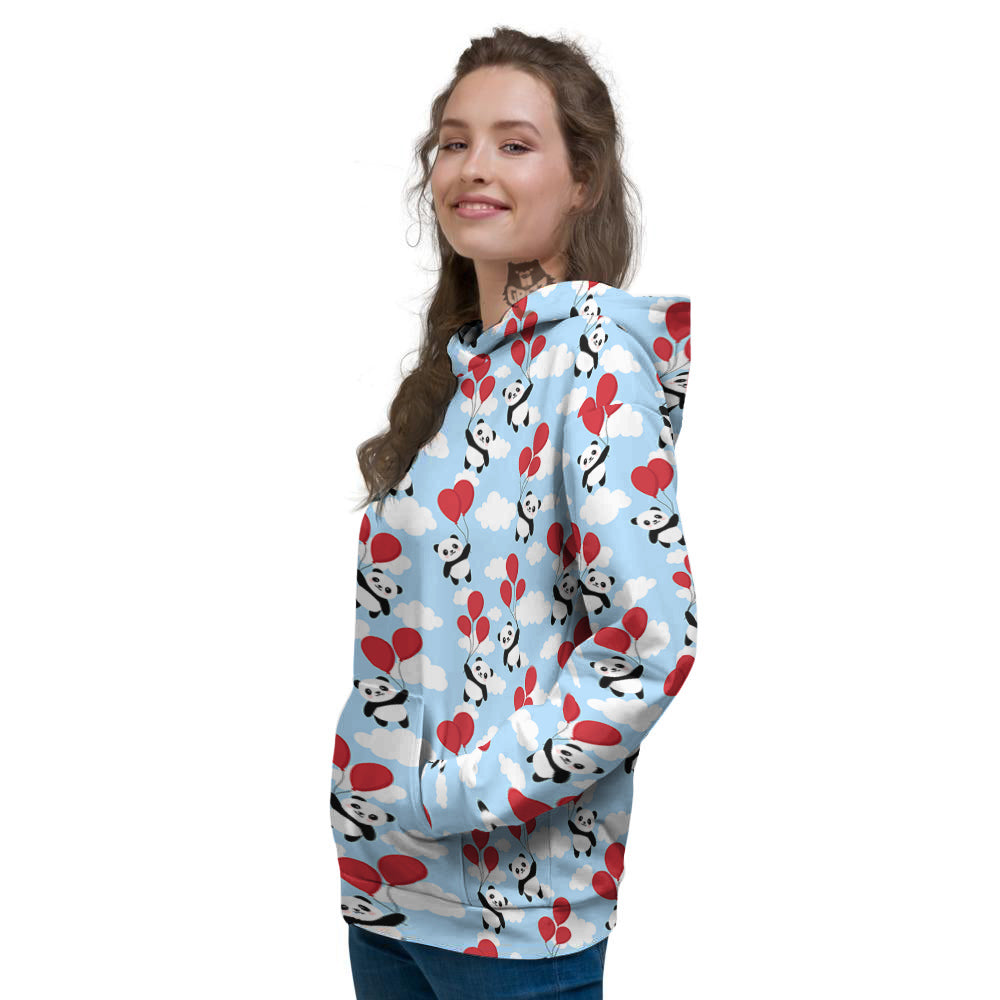 Balloon And Cute Panda Print Pattern Women's Hoodie-grizzshop