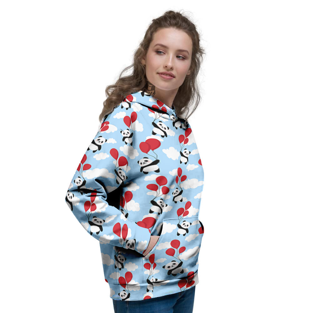Balloon And Cute Panda Print Pattern Women's Hoodie-grizzshop
