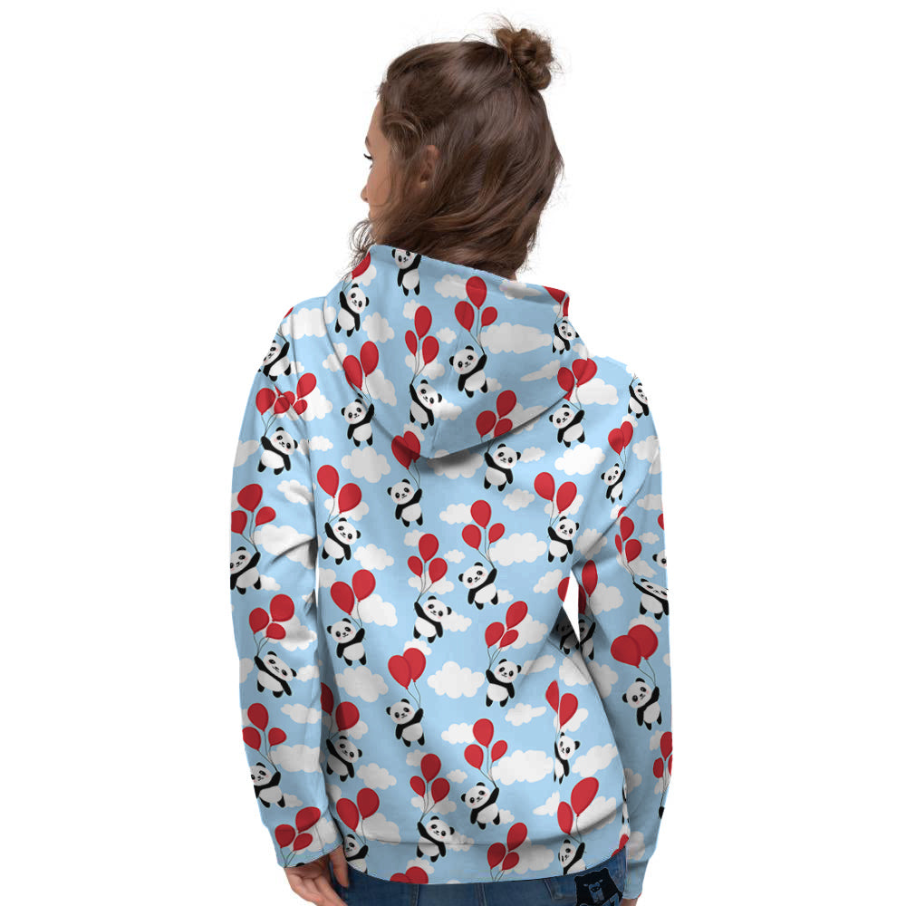 Balloon And Cute Panda Print Pattern Women's Hoodie-grizzshop