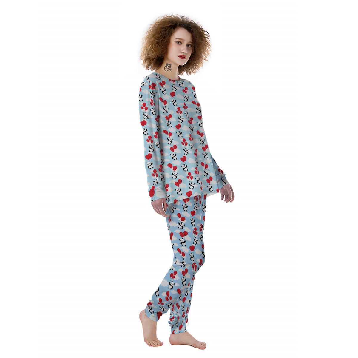 Balloon And Cute Panda Print Pattern Women's Pajamas-grizzshop