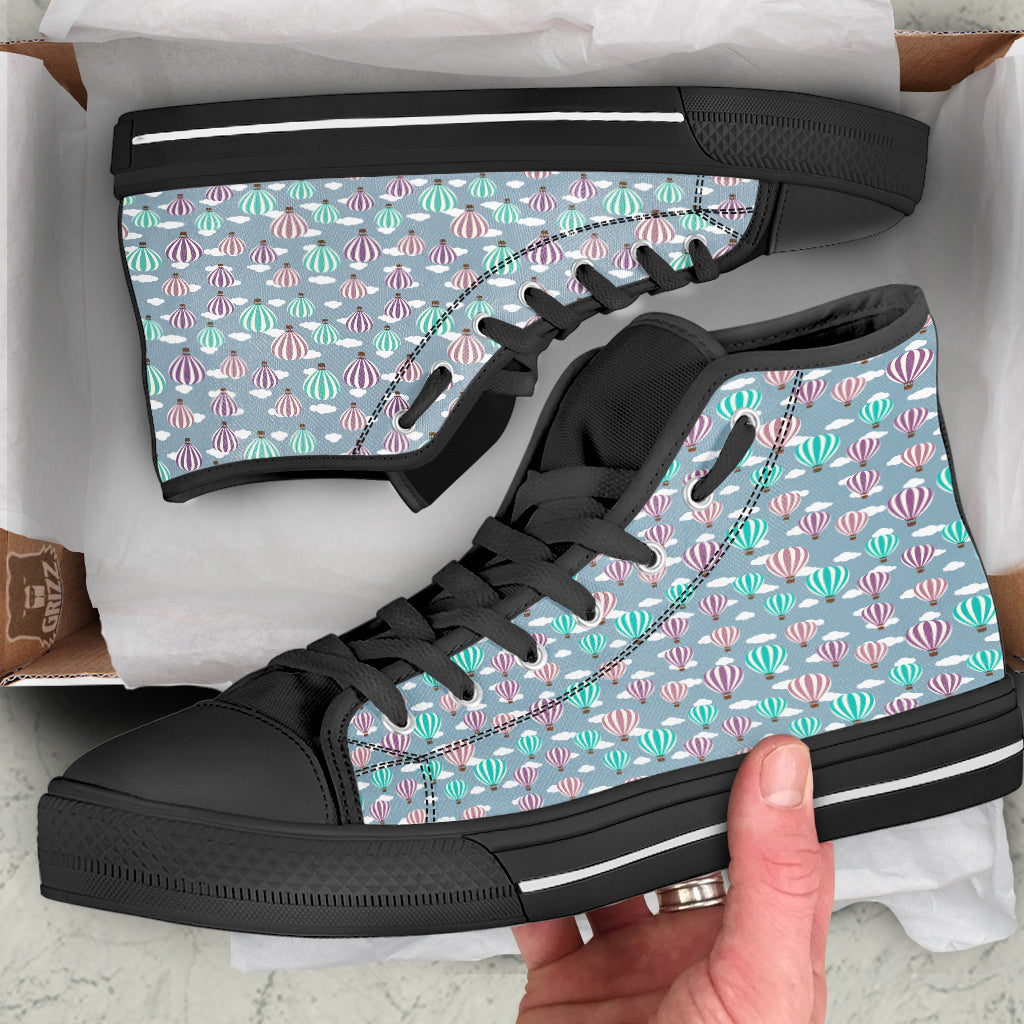 Balloon Cartoon Print Pattern Black High Top Shoes-grizzshop