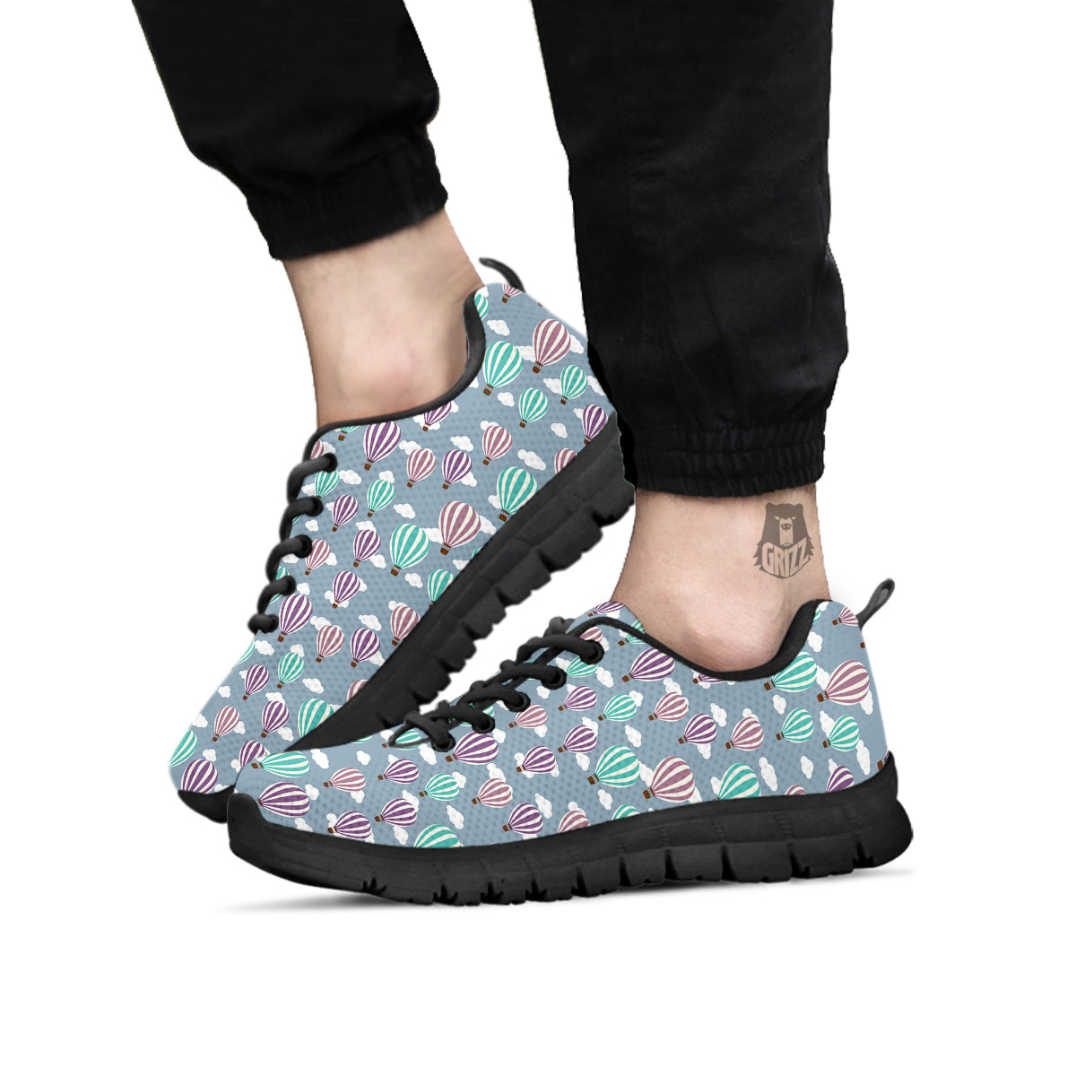 Balloon Cartoon Print Pattern Black Sneaker-grizzshop