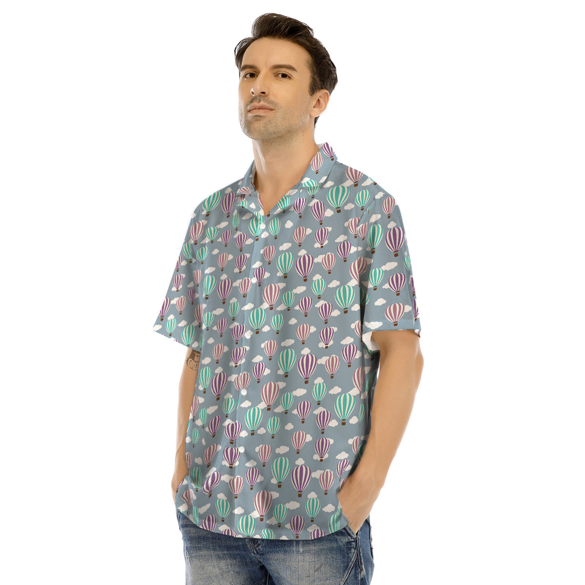 Balloon Cartoon Print Pattern Men's Hawaiian Shirt-grizzshop