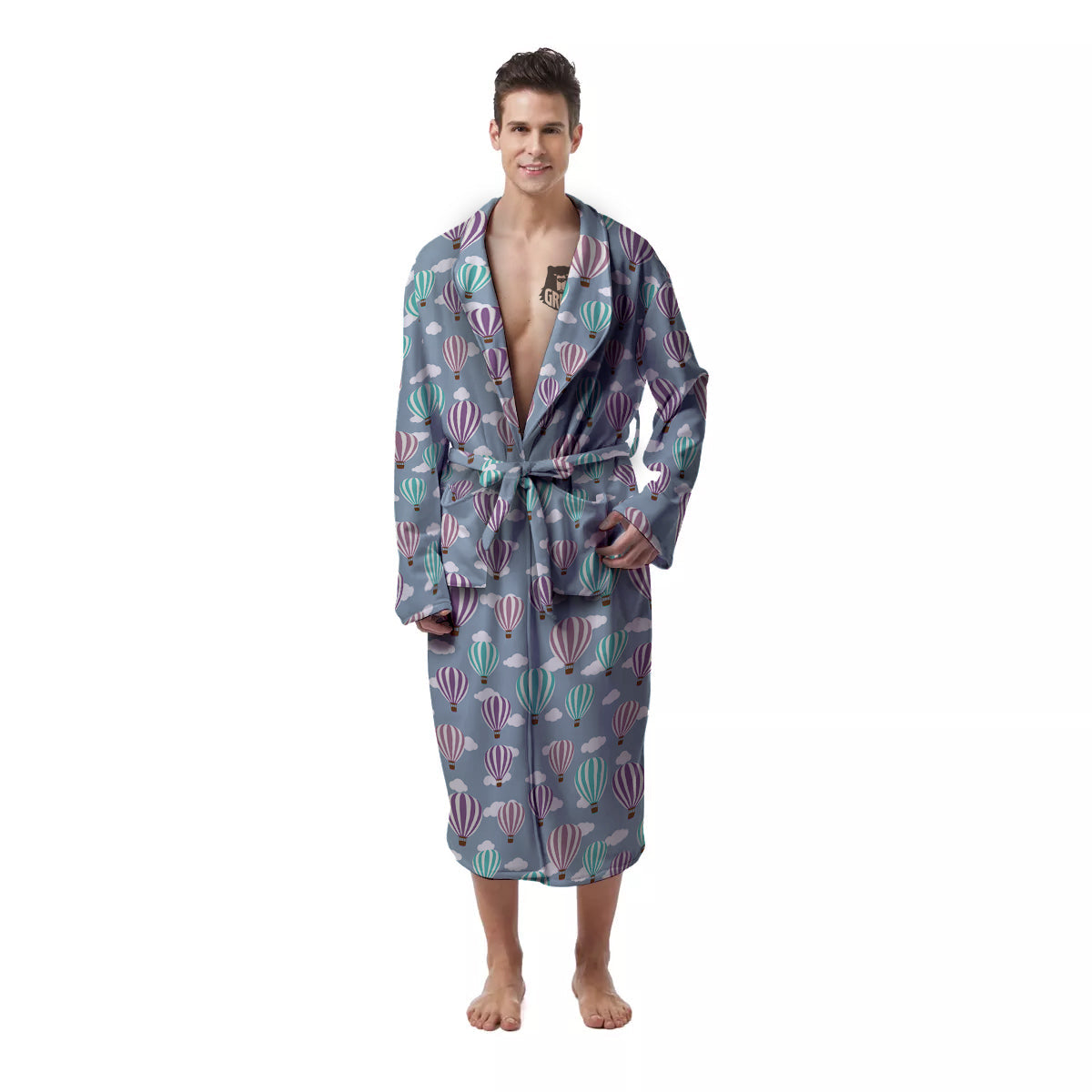 Balloon Cartoon Print Pattern Men's Robe-grizzshop