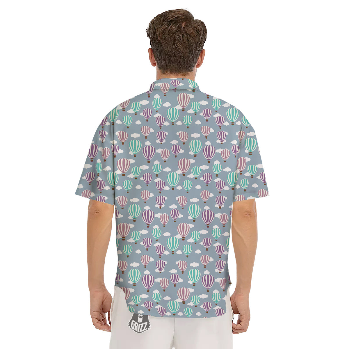 Balloon Cartoon Print Pattern Men's Short Sleeve Shirts-grizzshop