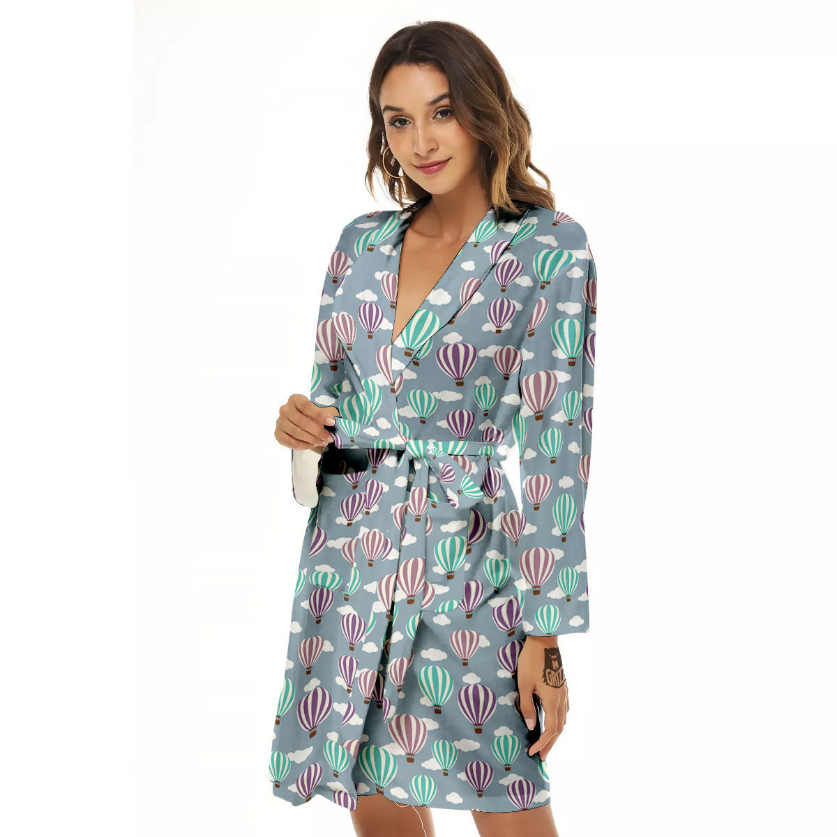 Balloon Cartoon Print Pattern Women's Robe-grizzshop