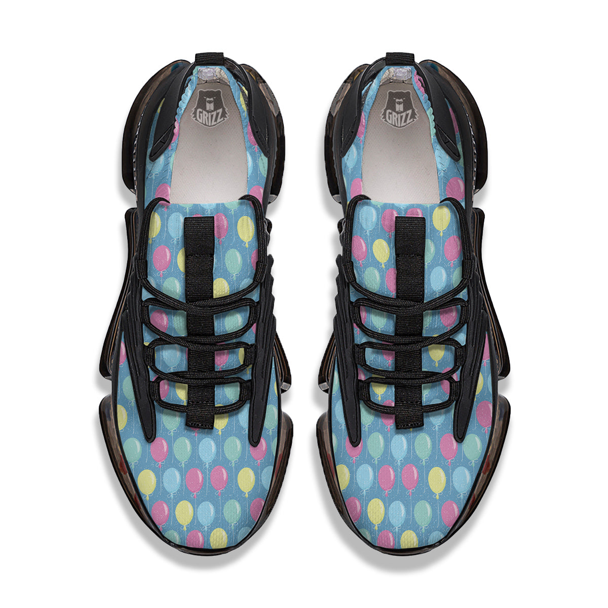 Balloon Colorful Print Pattern Black Gym Shoes-grizzshop