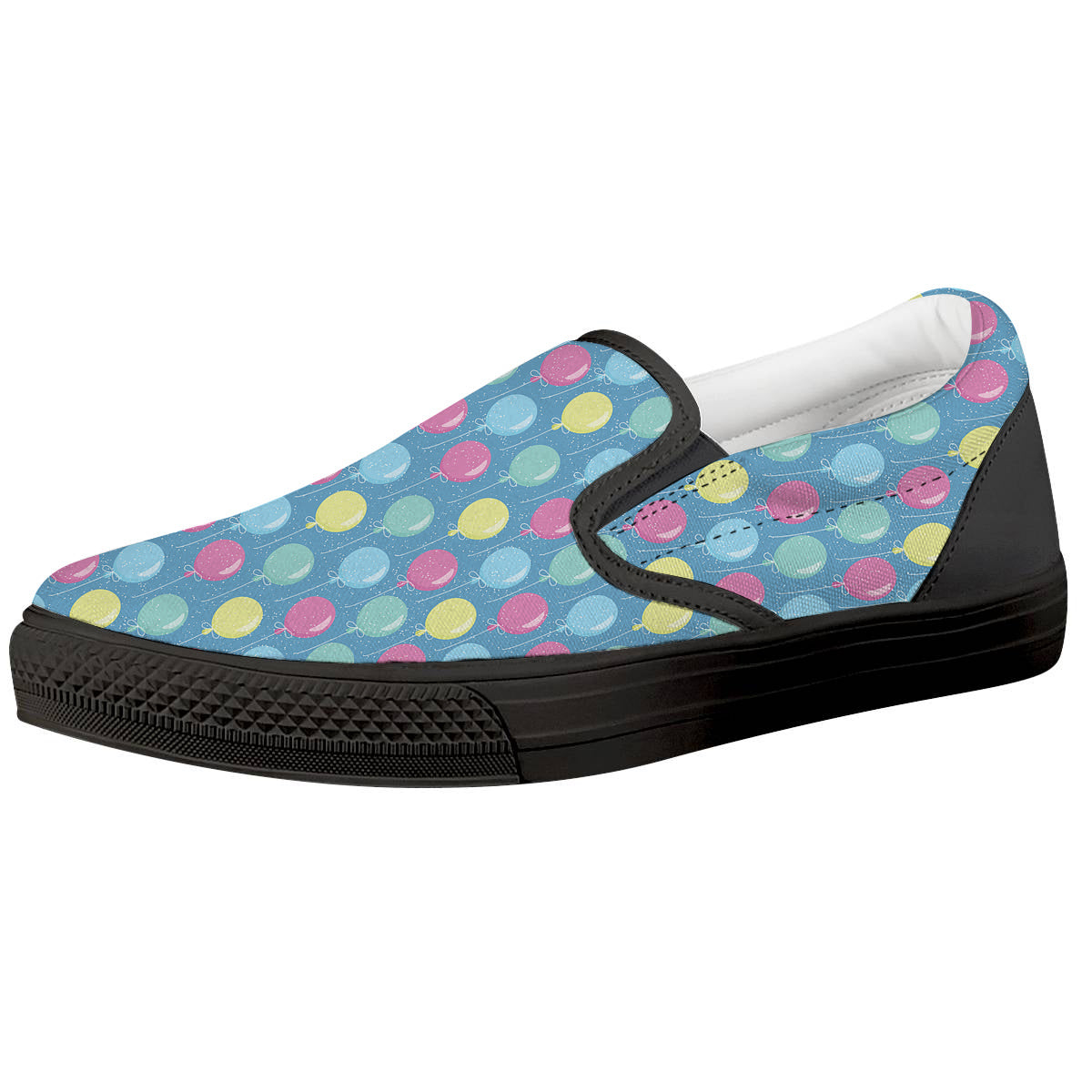 Balloon Colorful Print Pattern Black Slip On Shoes-grizzshop