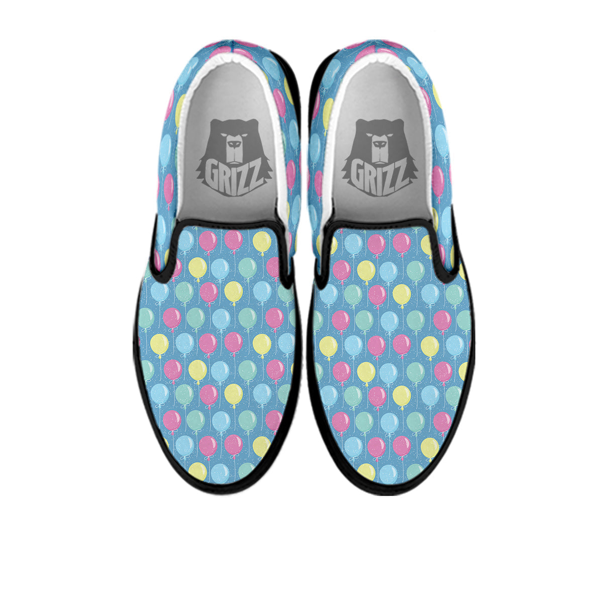 Balloon Colorful Print Pattern Black Slip On Shoes-grizzshop