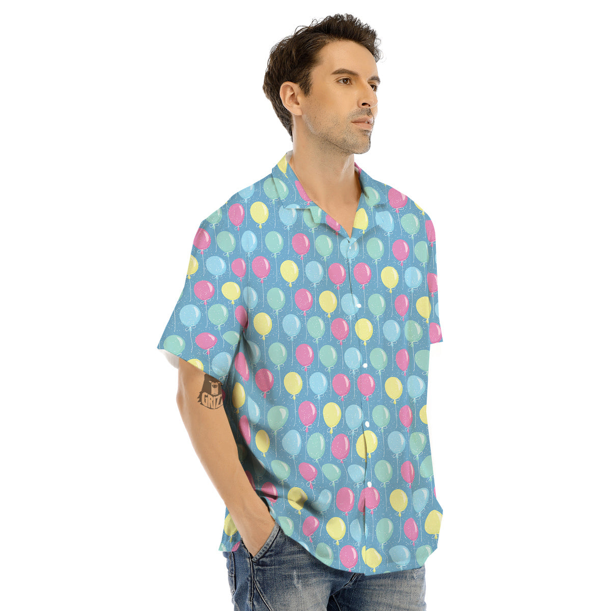 Balloon Colorful Print Pattern Men's Hawaiian Shirt-grizzshop